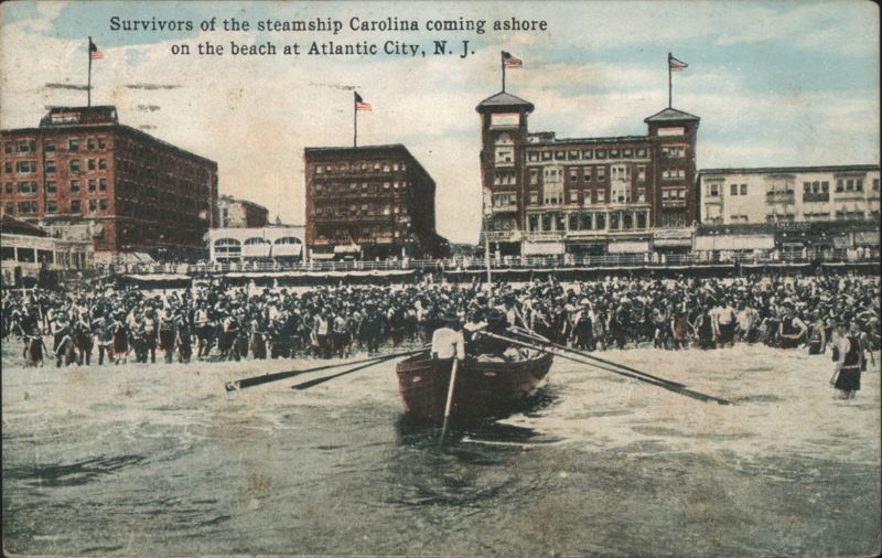 Survivors of steamship Carolina coming ashore, Atlantic City, NJ New Jersey