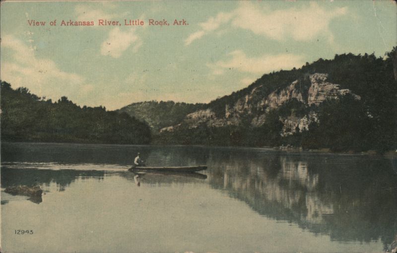 Arkansas River View with Man in Boat, Little Rock