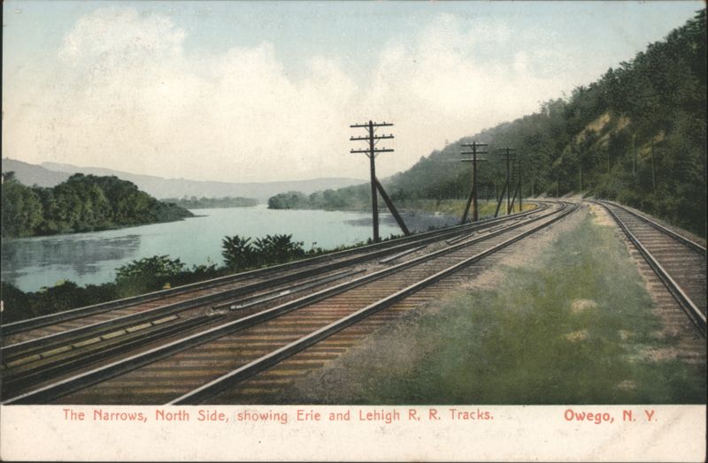The Narrows, North Side, Erie and Lehigh R. R. Tracks Owego New York
