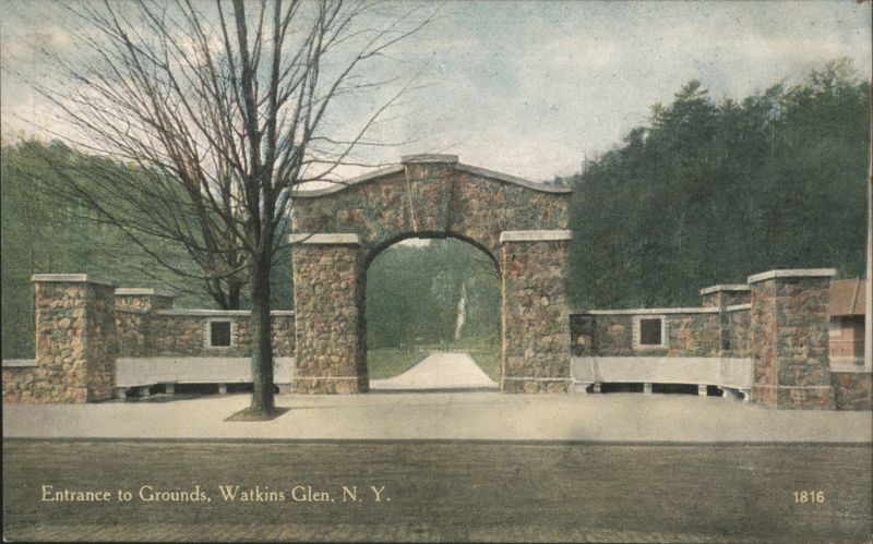 Entrance to Grounds, Watkins Glen, NY Stone Archway New York