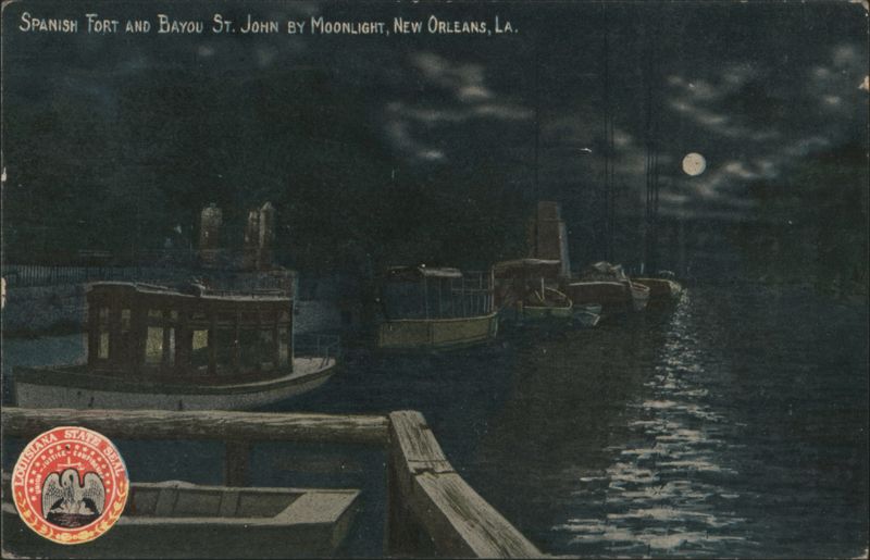Spanish Fort and Bayou St. John by Moonlight, New Orleans Louisiana