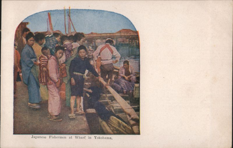 Japanese Fishermen at Wharf Yokohama