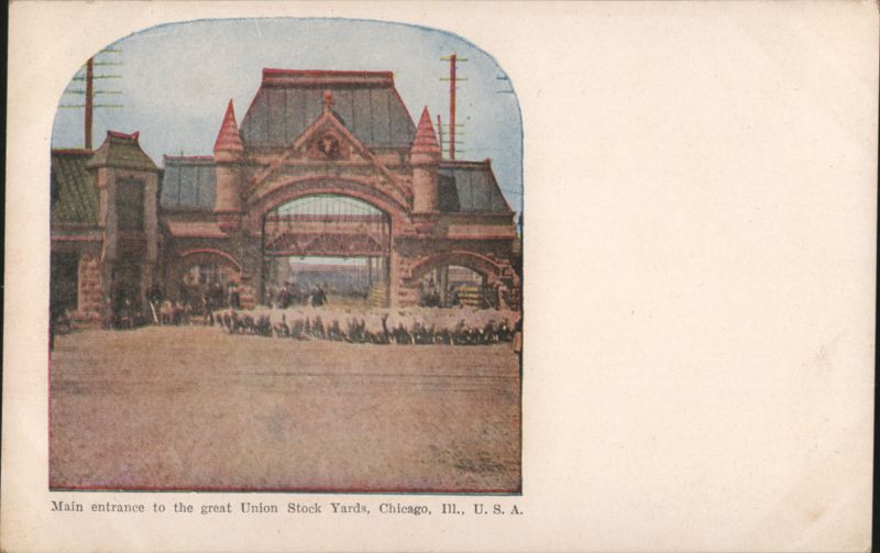 Main entrance to the great Union Stock Yards, Chicago, Ill., U. S. A. Illinois