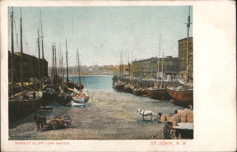 Market Slipp Low Water, St. John Harbor, Many Boats Saint John NB Canada