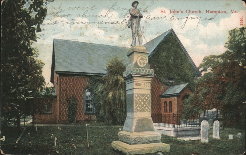 St. John's Church, Hampton, VA with Civil War Monument Virginia