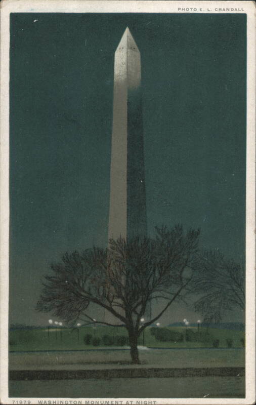 Washington Monument at Night District of Columbia E. L. Crandall