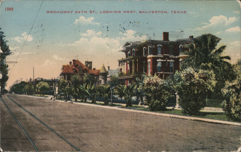 Broadway 24th St., Looking West, Galveston, Texas