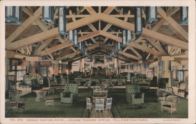 Grand Canyon Hotel, Lounge Toward Office Yellowstone National Park