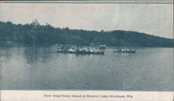 Coney Island, Decatur Lake, Brodhead, WI - Boating Scene Postcard