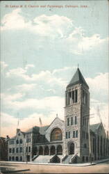 St. Lukes M. E. Church and Parsonage, Dubuque, Iowa Postcard