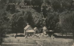 Maple Dale Viroqua WI Log Cabins People Hills Postcard