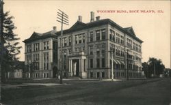 Woodmen Bldg., Rock Island, IL Postcard