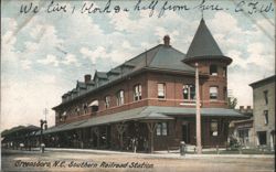 Greensboro, NC Southern Railroad Station Postcard
