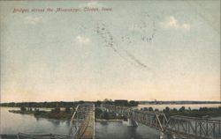 Bridges across the Mississippi, Clinton, Iowa Postcard