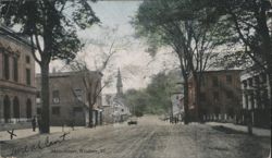 Main Street, Windsor, VT - Horse & Buggy, Church Steeple Postcard