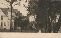A Pretty Street, Oregon, Wis. Postcard