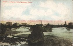 Middle or Upper Falls, Spokane, Wash. Postcard