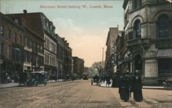 Merrimac Street looking W., Lowell, Mass. Postcard