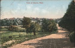 Town of Sharon, Mass. Panoramic View Postcard