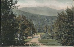 White Mts. NH, old Copp Bridge & Mt Madison near Gorham Postcard