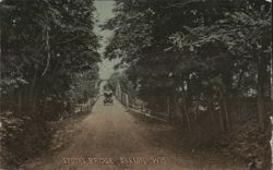 Spoor's Bridge, Early Auto, Berlin, WI Postcard