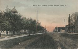 Kelly Ave. looking South, Devils Lake, ND Postcard