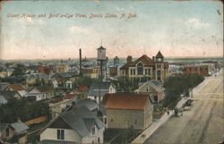 Court House and Bird's-Eye View, Devils Lake, ND Postcard