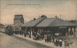 Great Northern Depot, Devils Lake, ND Postcard