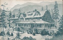 Scenic Hot Springs Swiss Chalet Hotel Postcard