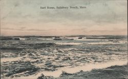Surf Scene, Salisbury Beach, MA Postcard