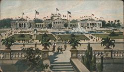 Grand Exposition Buildings, Fountains, Flags Postcard