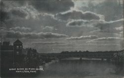 Night Scene on Miami River, Hamilton, Ohio Postcard
