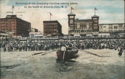 Survivors of steamship Carolina coming ashore, Atlantic City, NJ Postcard