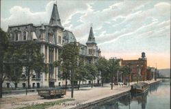 Miami Canal and Cincinnati Hospital, Cincinnati, OH Postcard