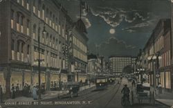 Court Street by Night, Binghamton, NY Postcard