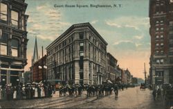 Court House Square, Street Scene with Band Postcard