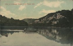 Arkansas River View with Man in Boat, Little Rock Postcard