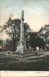 Soldiers and Sailors Monument, Owego, NY Postcard