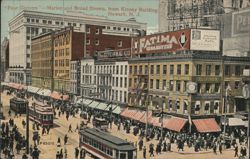 "Four Corners" Market & Broad Streets, Kinney Building Postcard
