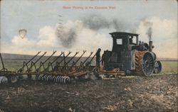 Steam Plowing in the Canadian West Postcard