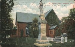St. John's Church, Hampton, VA with Civil War Monument Postcard
