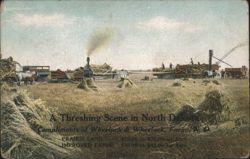 Threshing Scene, Prairie Land, North Dakota Postcard