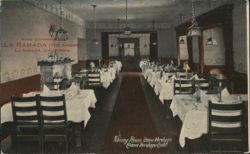 Dining Room Casa Verdugo, later LA RAMADA (The Arbor) Postcard