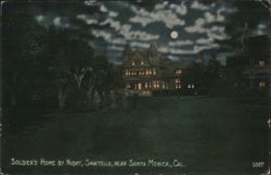 Soldier's Home by Night, Sawtelle, Moonlight Scene Postcard