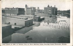 1908 Kansas City Flood, West Bottoms Wholesale Houses Postcard