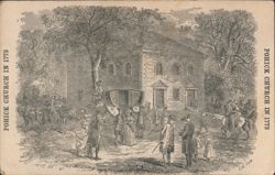 Pohick Church in 1773 Engraving with Carriages & People Postcard