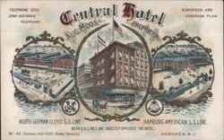 Central Hotel, Aug. Moos Proprietor, Hoboken, NJ Postcard