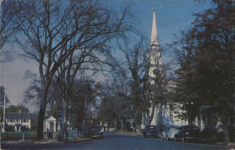 Falmouth Green, Church Steeple, Street View Massachusetts