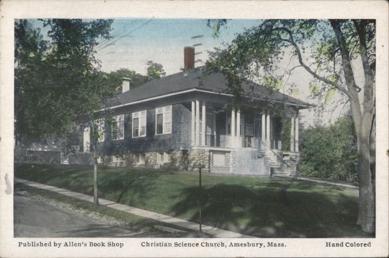 Christian Science Church, Amesbury, MA - Hand Colored Massachusetts