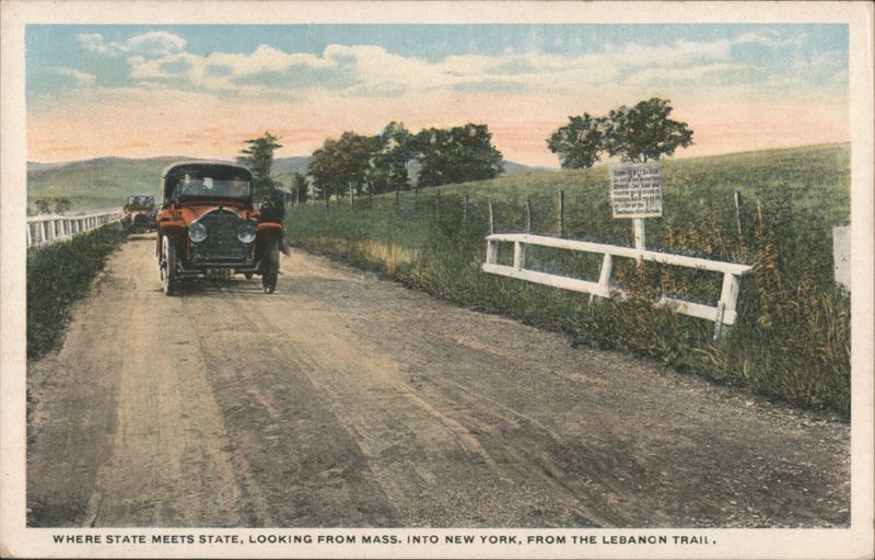 State Line, MA into NY, Lebanon Trail, Early Automobiles Pittsfield Massachusetts